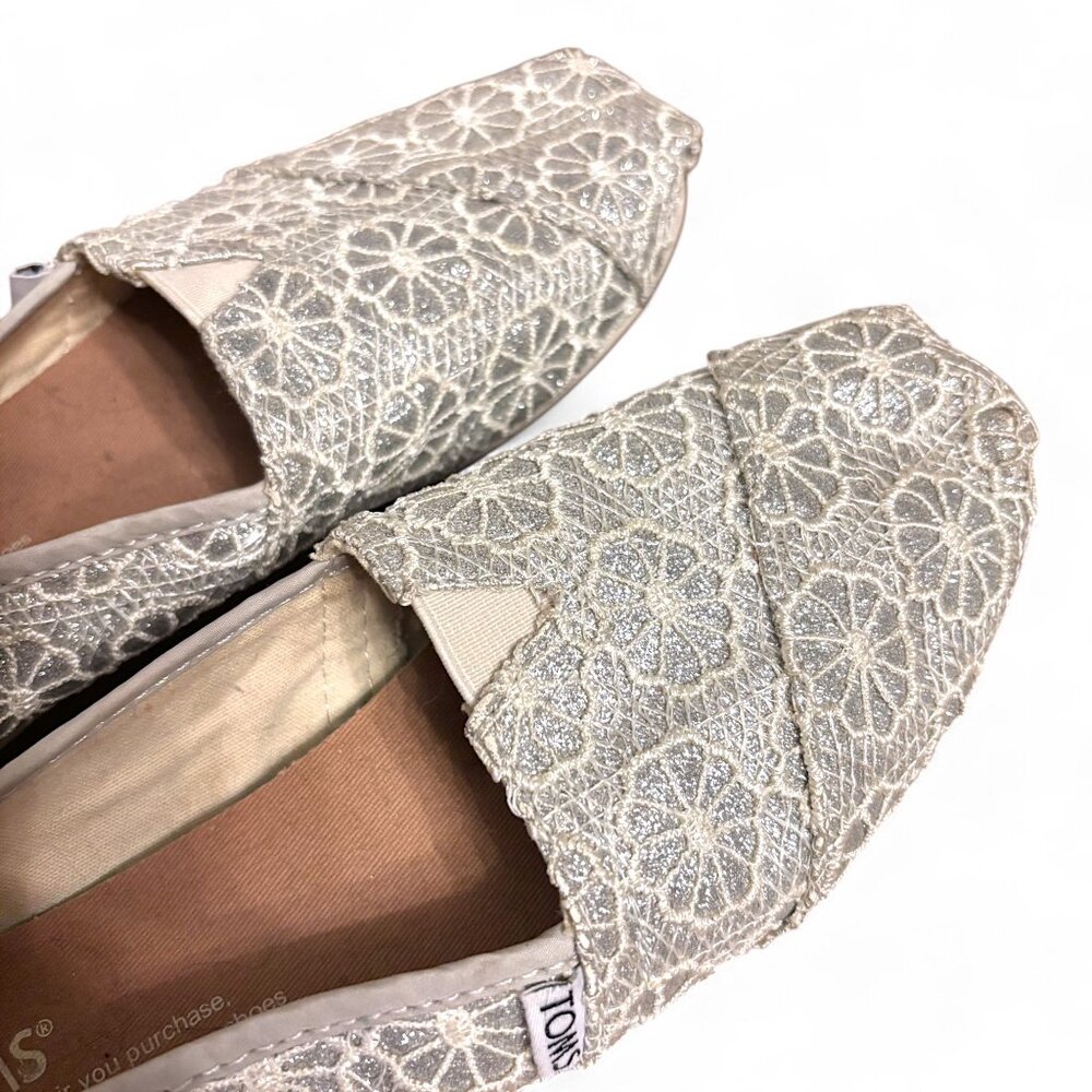 TOMS Floral Crochet Glitter Slip-On Shoes - Picture 5 of 9